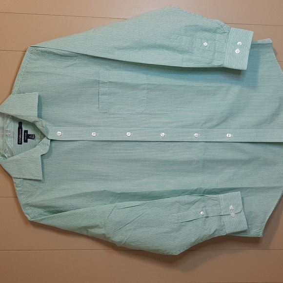 croft & barrow Other - Croft & Barrow Men's 16 32 / 33 Long Sleeve Button Down Mint Green And White